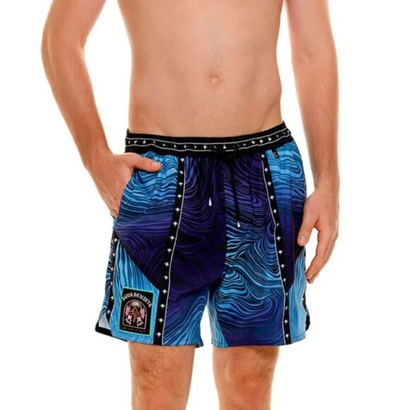 Agua Bendita Isaac Eter Boardshorts Swim Trunks Men Size 34 Blue NWT - Picture 1 of 6